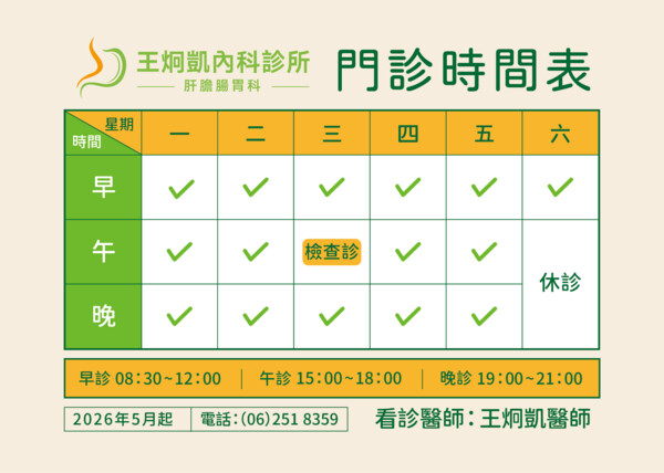 王炯凱內科診所-肝膽腸胃科